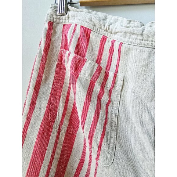Ralph Lauren Blue Label Red Serape Striped Drawstring Wide Leg Linen Pants M 8 - Picture 4 of 6